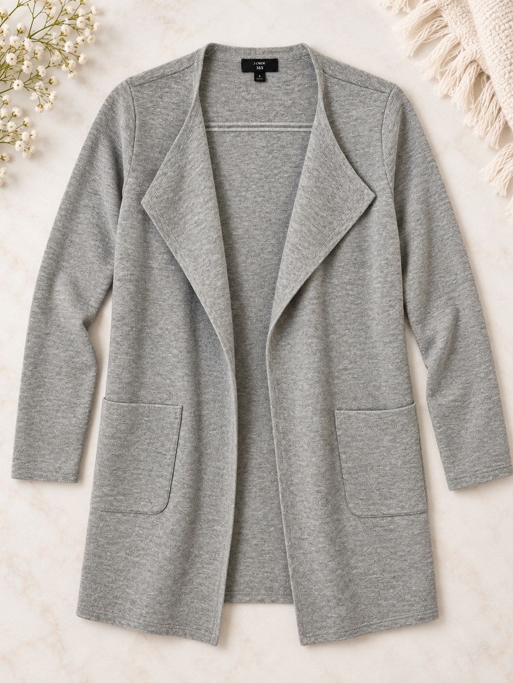J.Crew Gray Open Front Cardigan Small Lightweight Casual